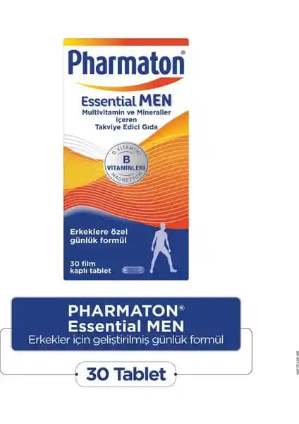 Pharmaton Essential Men 30 Tablet: Erkeklere Özel Enerji ve Bağışıklık Destekleyici Multivitamin