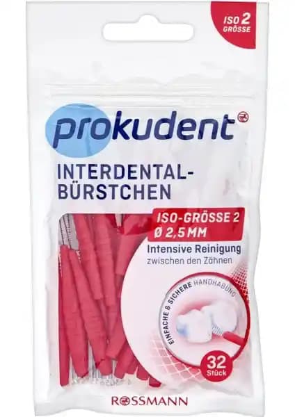 Prokudent Kırmızı Arayüz Fırçası 0,5 mm Tel ve 2,5 mm Dış Fırça - 32 Adet