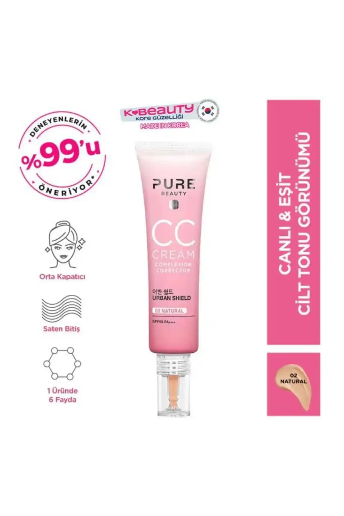 Pure Beauty CC Krem SPF50 PA Natural 30 ml: Çok Fonksiyonlu Cilt Koruma ve Bakım Ürünü