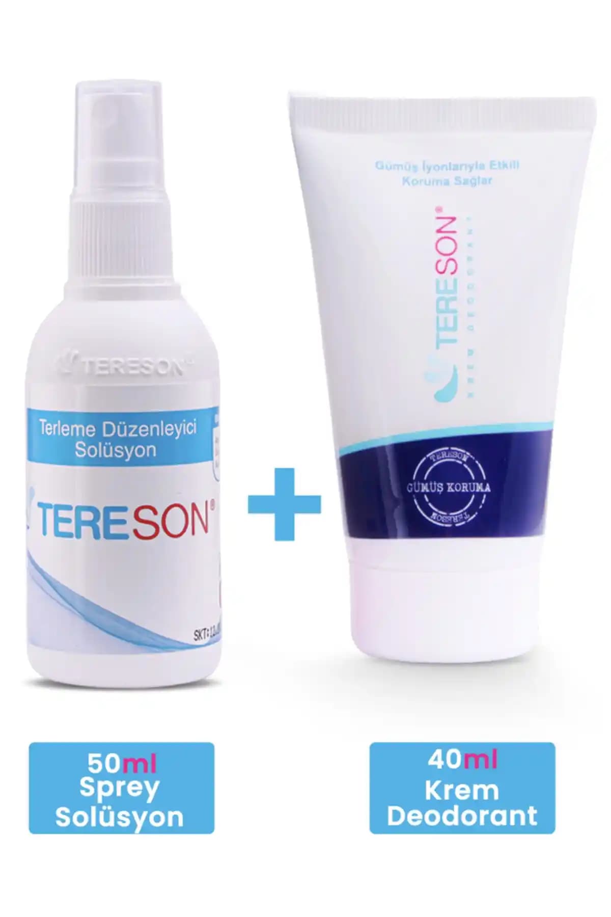 Tereson Terleme Önleyici Sprey 50 ml ve Krem Deodorant Gümüş İyonlu 40 ml ile Etkili Ter ve Koku Kontrolü