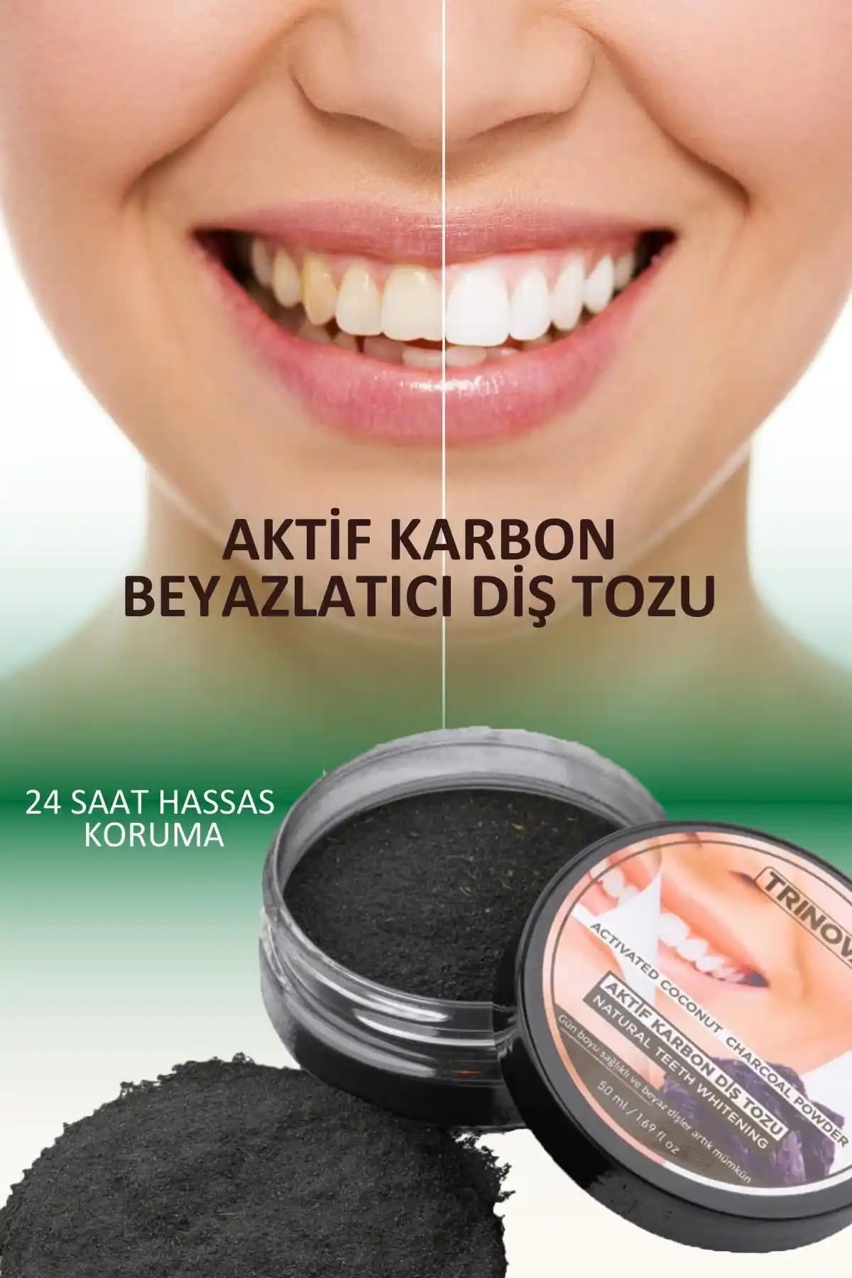 Trinova Aktif Karbonlu Doğal Diş Beyazlatıcı Toz ile Etkili Temizlik ve Beyazlık
