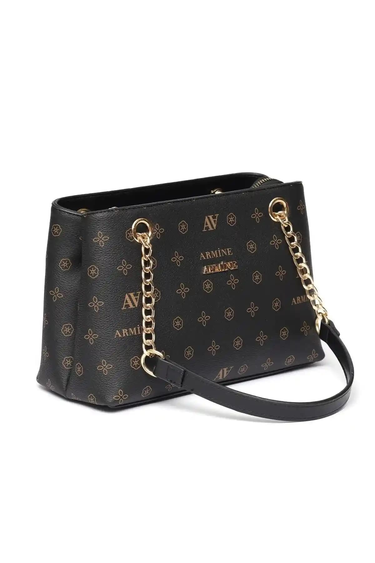 Armine 332 Kadın Siyah Baskılı Çanta Modern Tasarım ve Dayanıklılık Sağlar