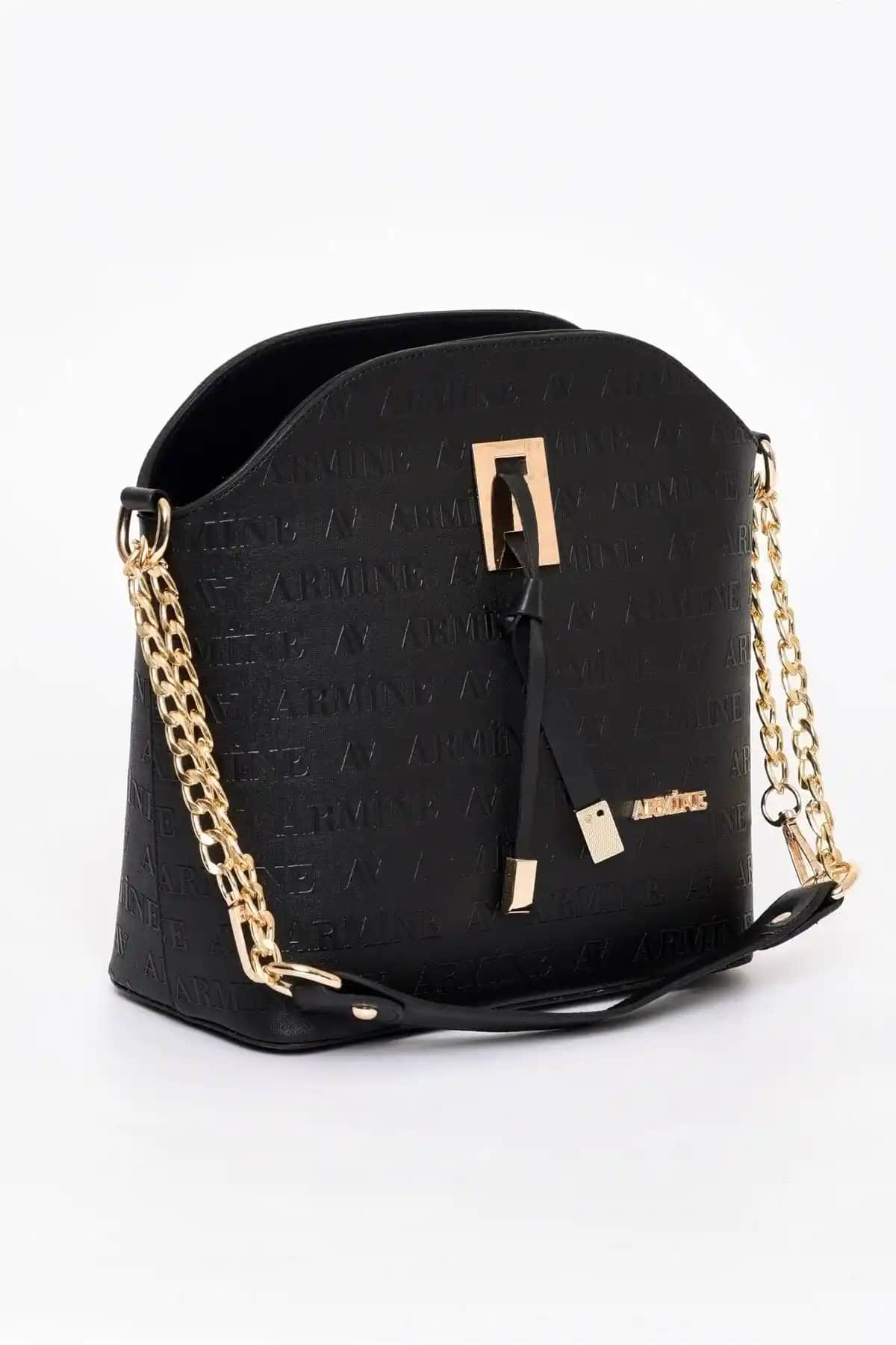 Armine Kadın Siyah Lazer Baskılı Çanta Günlük Kullanım İçin Modern Tasarım