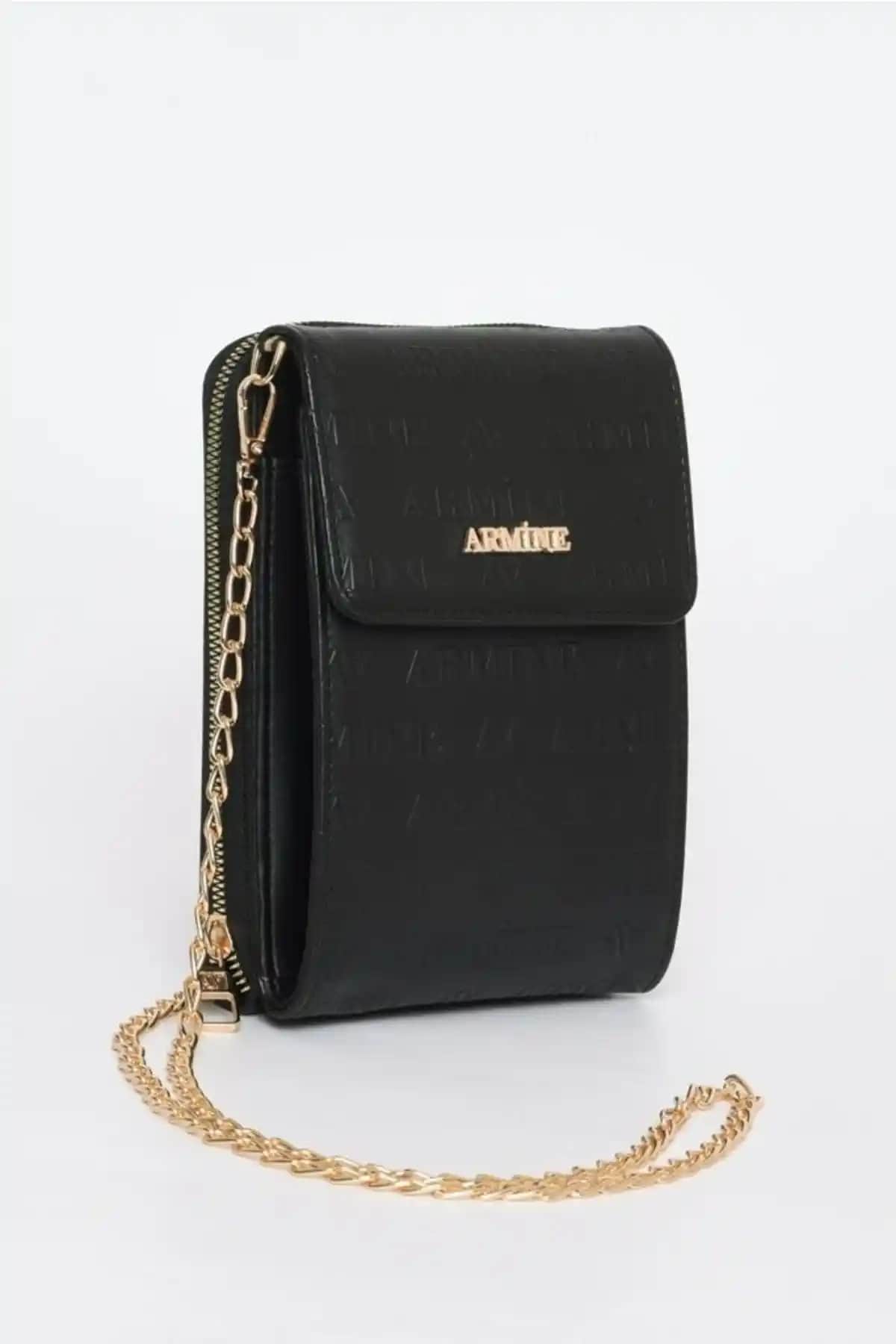 Armine Siyah Lazer Baskı Kadın Çantası Günlük ve Şık Kullanım İçin Uygun