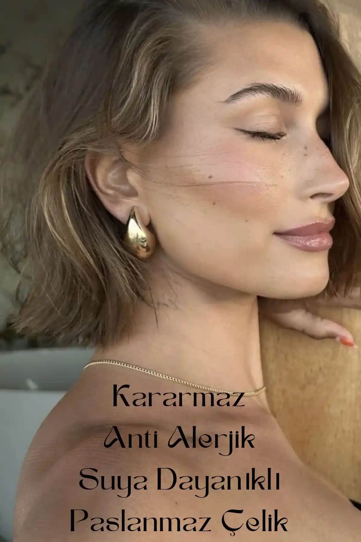 Aslı Jewelry Göz Yaşı Altın Damla Çelik Küpe Şık ve Dayanıklı Tasarım Özellikleri