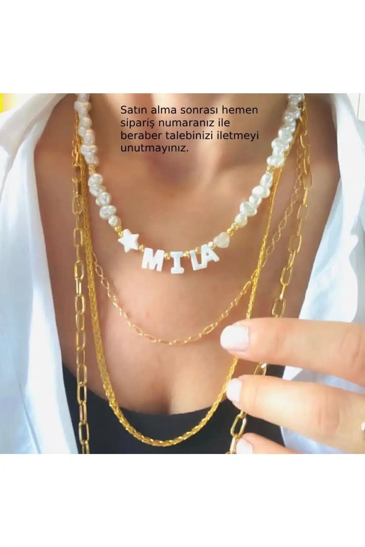 AtelierNU Kişiye Özel İsimli İnci Kolye - Zarif ve Özgün Tasarım Parçası