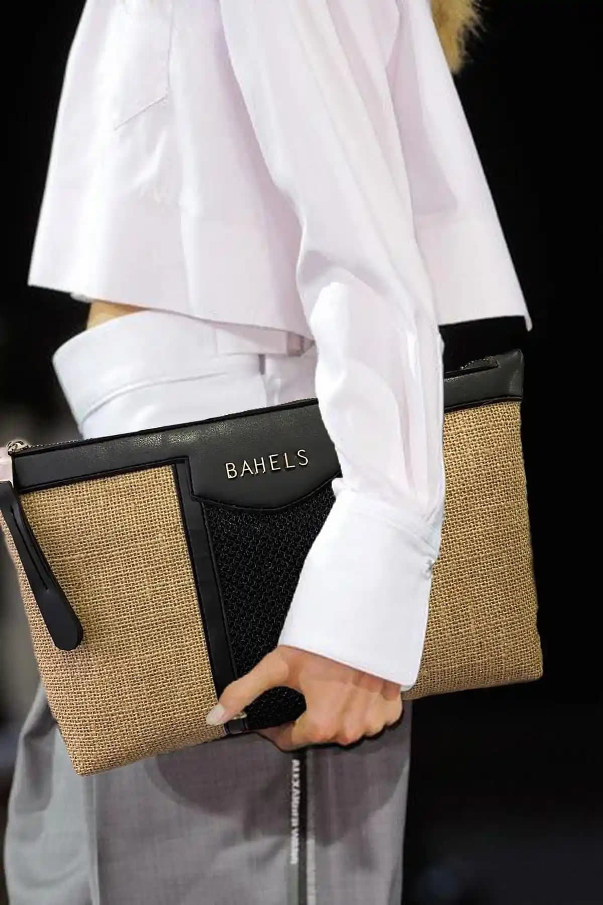 BAHELS Jüt Hasır Kadın Portföyü ve Clutch Çanta Modern Tasarım ve Kullanışlılık