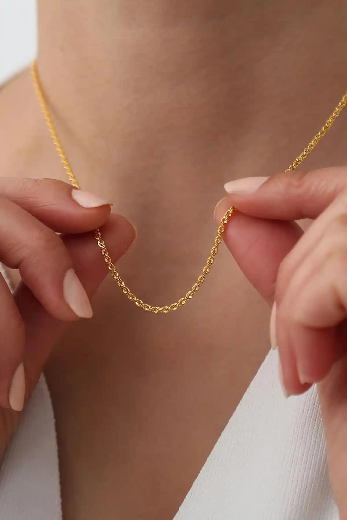 Bayar Gold 14 Ayar Altın Burgu Zincir Kolye Günlük Kullanım İçin Uygun ve Dayanıklı