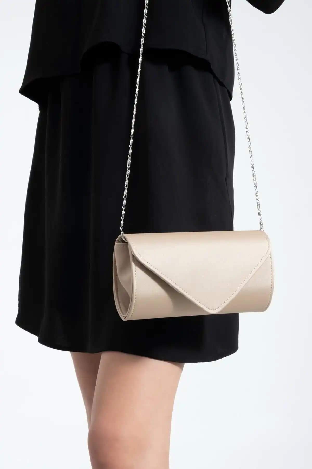 Bibags Ten Saten Abiye Çanta Portföy Clutch Şık ve Zarif Gece Aksesuarı