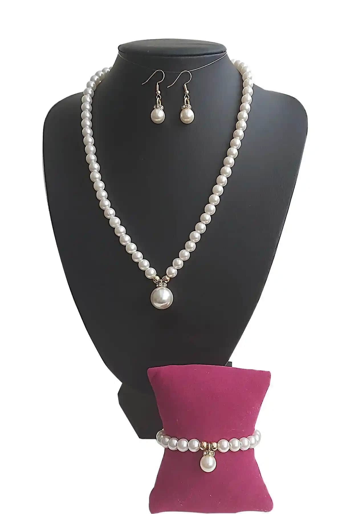 BİJUTERİ EVİ Incili Üçlü Takım: Zarif ve Şık Kadın Aksesuarları ile Stilinizi Tamamlayın