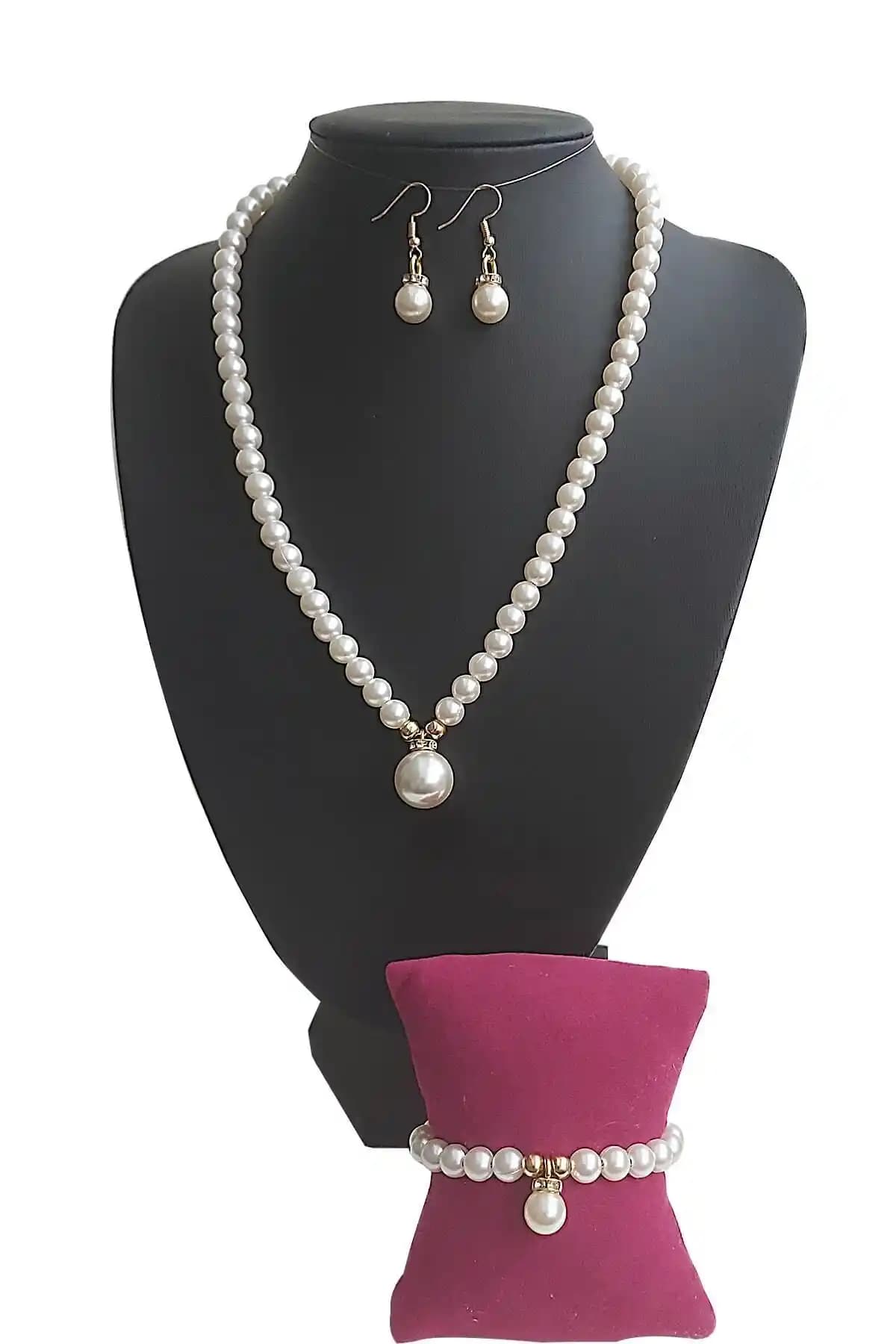 BİJUTERİ EVİ Incili Üçlü Takım: Zarif ve Şık Kadın Aksesuarları ile Stilinizi Tamamlayın