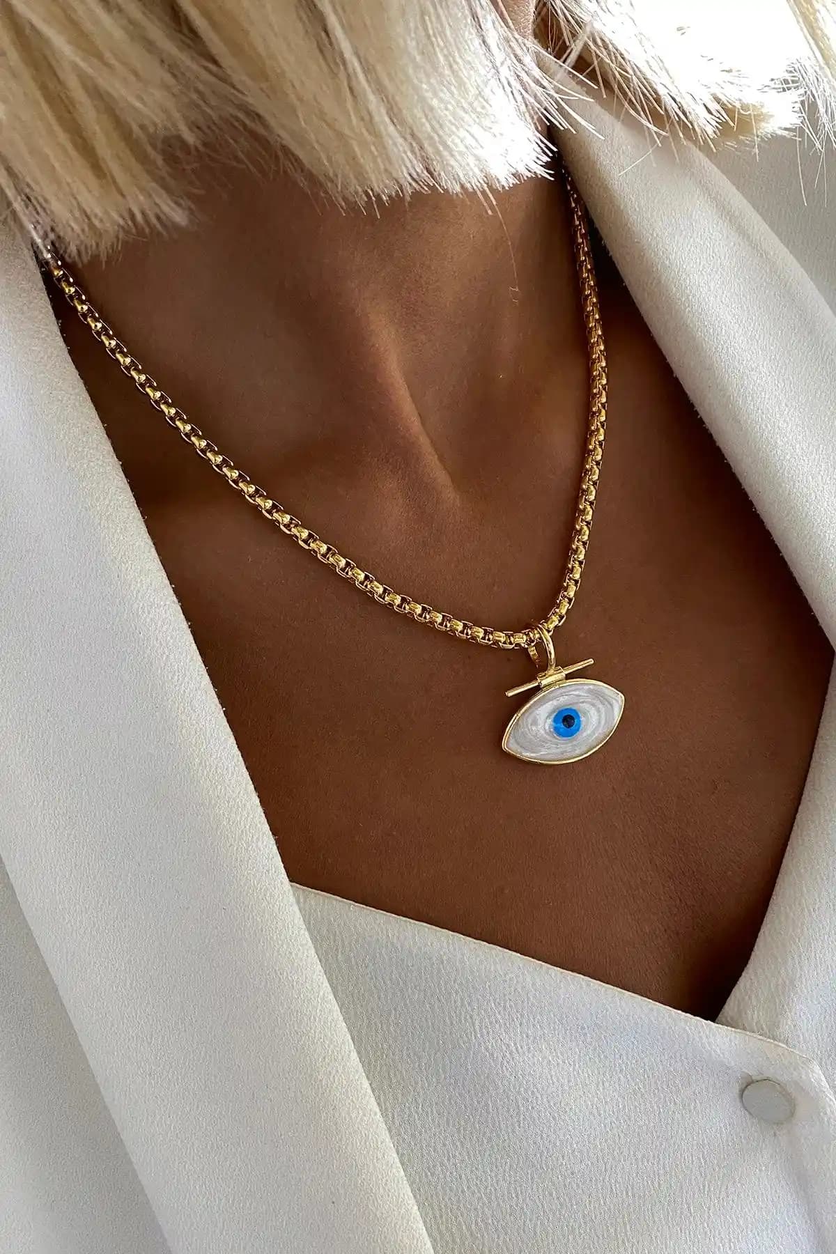 Bonnjerra Jewelry El Yapımı Mineli Göz Kolye Modern ve Zarif Tasarım