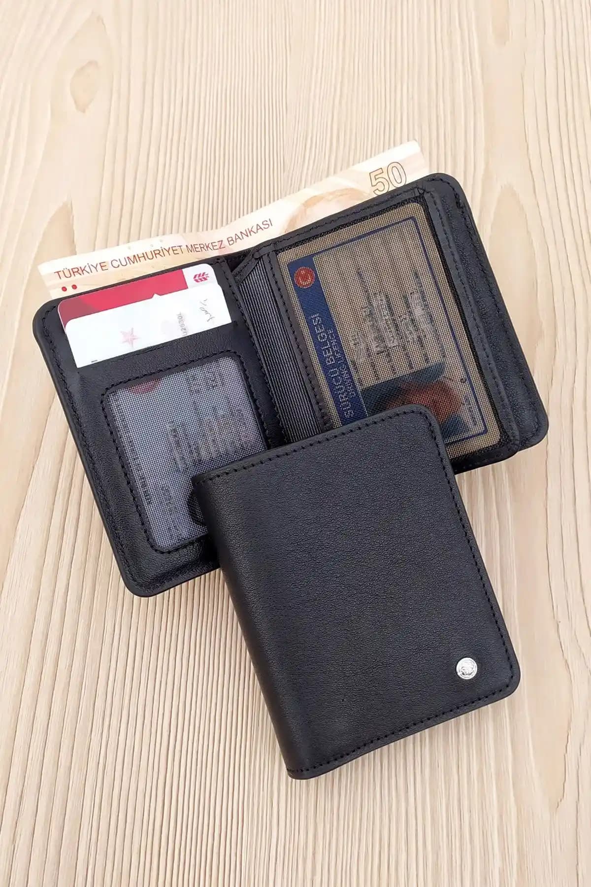 Cengiz Pakel Hakiki Deri Siyah Küçük Boy Cüzdan Günlük Kullanım İçin Şık ve Dayanıklı