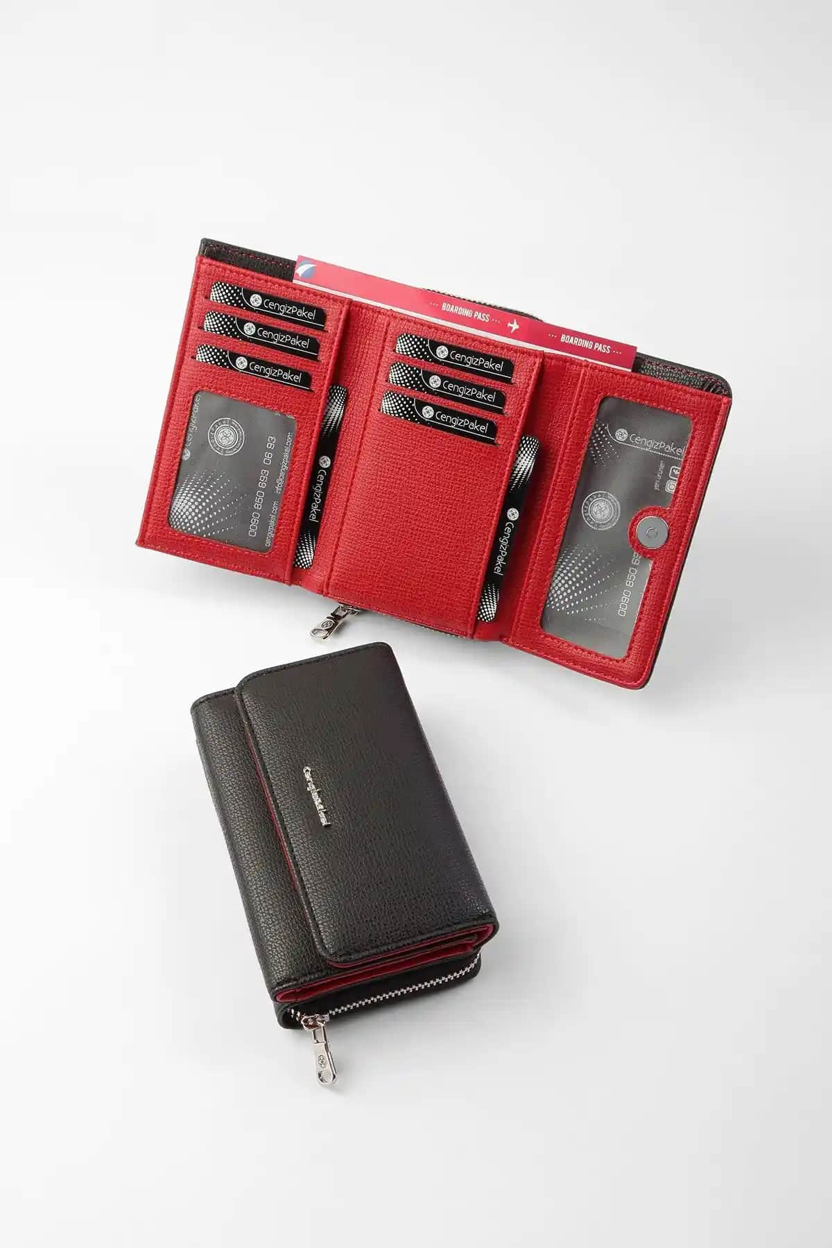 Cengiz Pakel Kadın Cüzdan 65218 Siyah-Kırmızı Modern ve Kullanışlı Tasarım