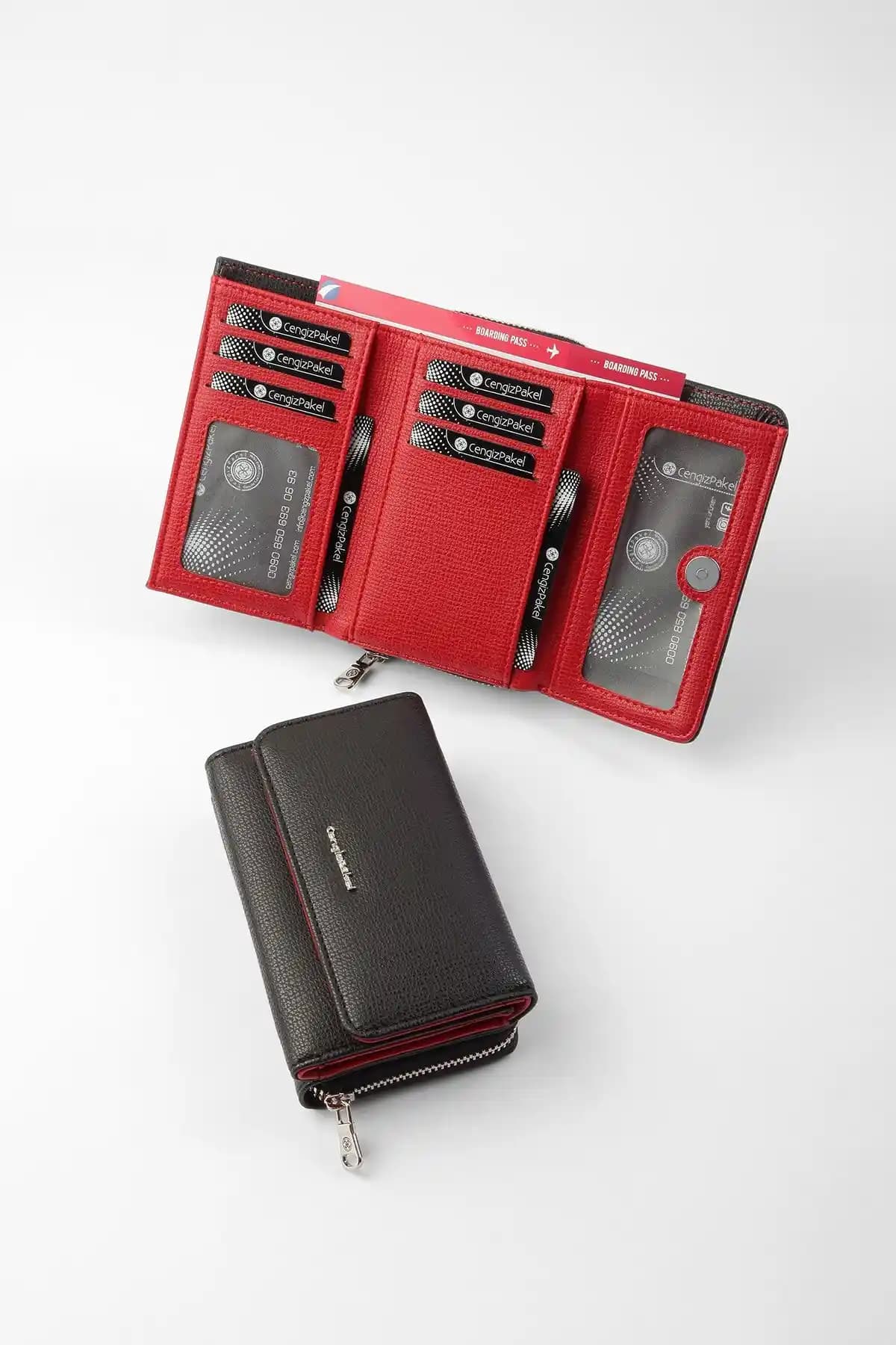 Cengiz Pakel Kadın Cüzdan 65218 Siyah-Kırmızı Modern ve Kullanışlı Tasarım
