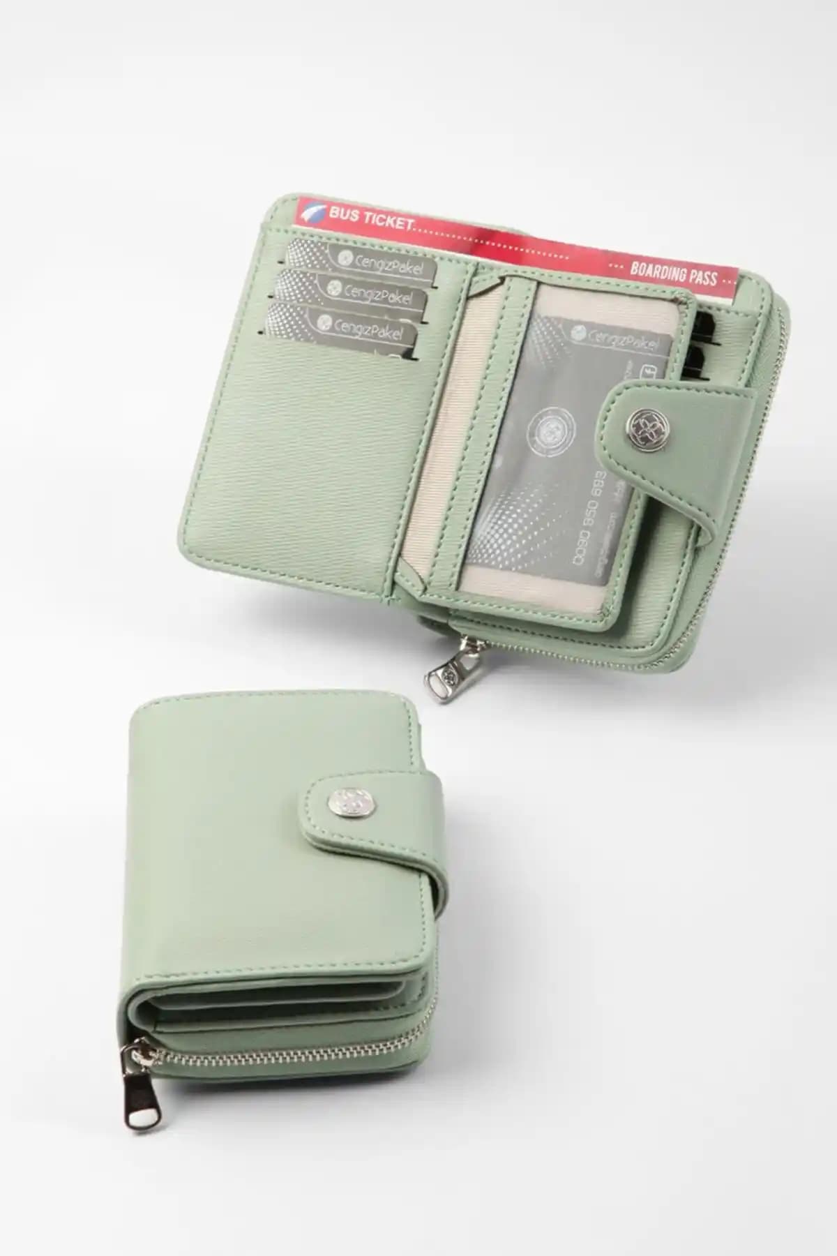Cengiz Pakel Kadın Cüzdanı Küçük Boy Açık Yeşil Şık ve Dayanıklı Tasarım