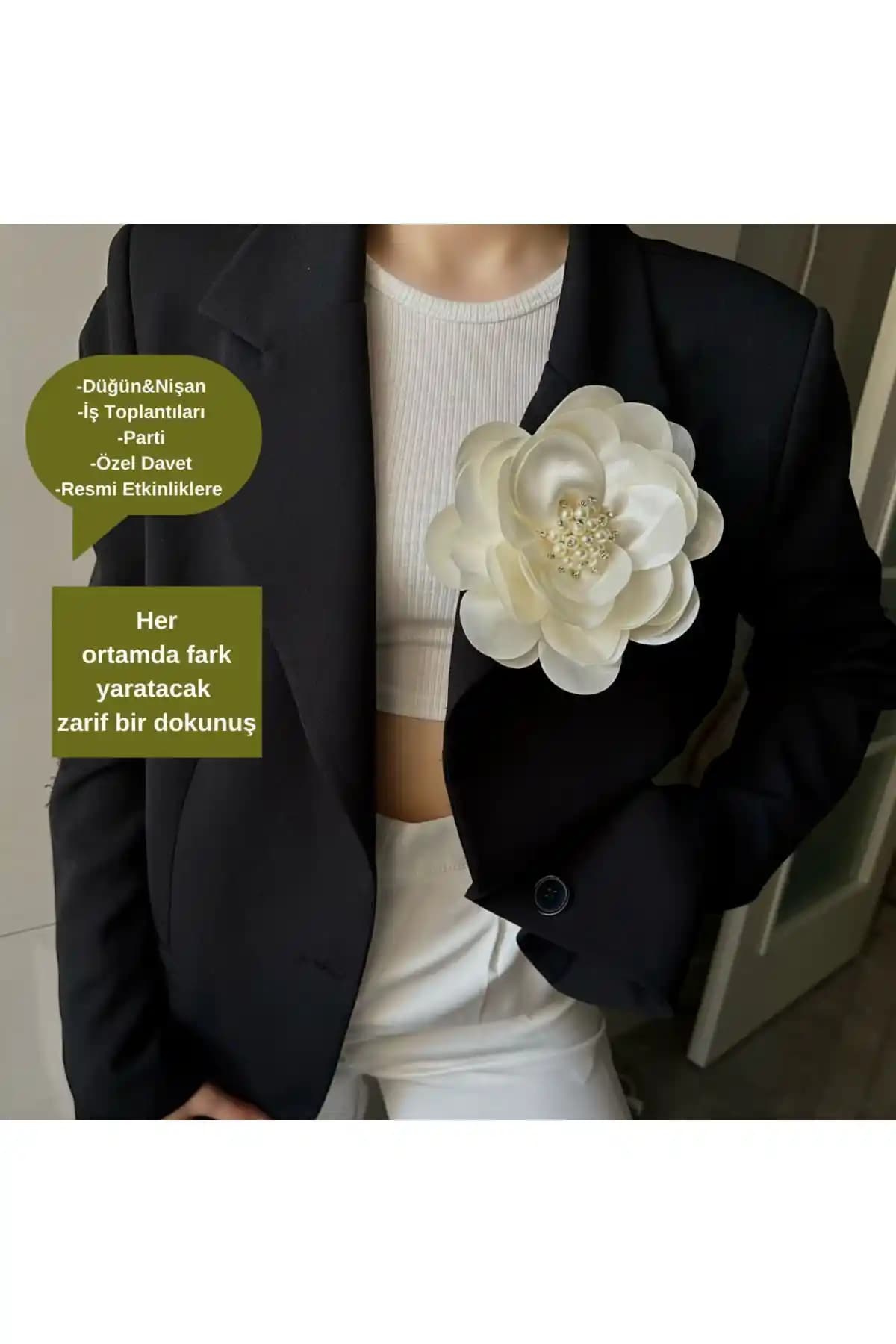 Chance Gift Zarif El Yapımı Yaka Çiçeği Beyaz Şık Aksesuarlar İçin Uygun