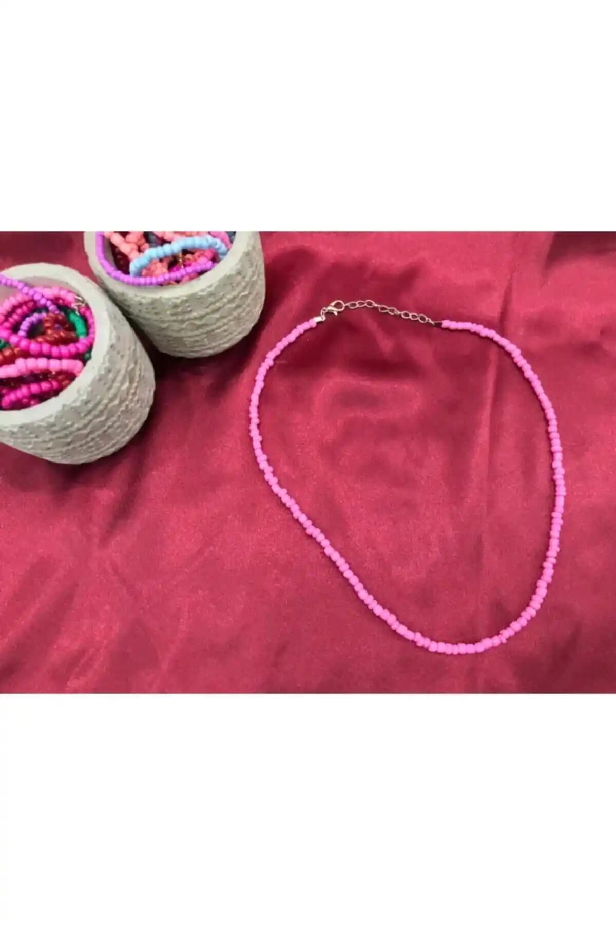 COSİBELLA Kadın Pembe Boncuk Etnik El Yapımı Kolye Şıklığınıza Özgünlük Katıyor