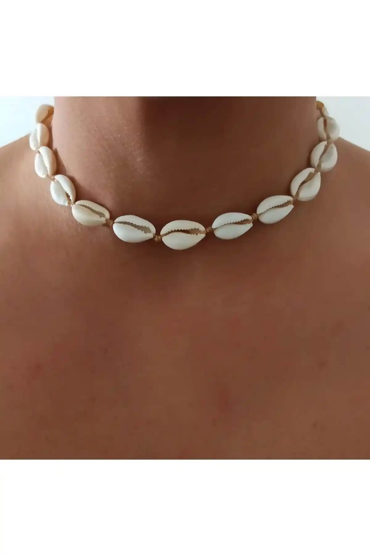 Denizdenal Deniz Kabuğu Choker Tasma Kolye Günlük ve Şık Kullanım İçin
