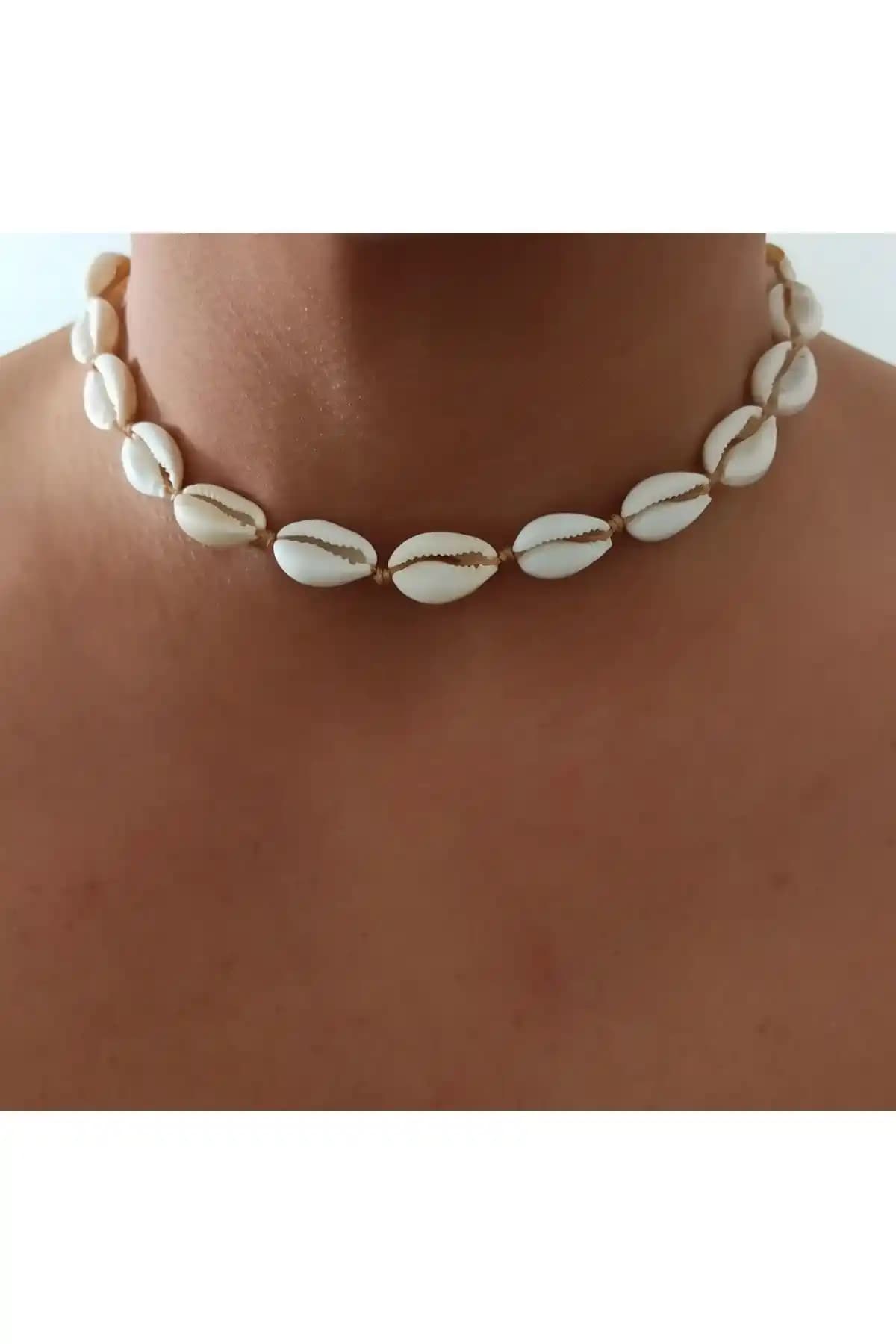 Denizdenal Deniz Kabuğu Choker Tasma Kolye Günlük ve Şık Kullanım İçin