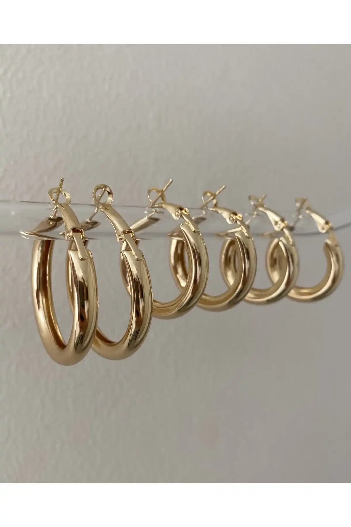DSTSTORE ve Stainles Steel Gold 3 Boy Çift 6'lı Halka Küpe Setleri Karşılaştırması 2
