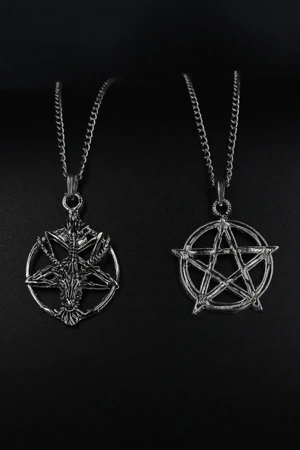 Dükkanka 2'li Pentagram ve Baphomet Keçi Kolye Seti: Mistik ve Şık Aksesuarlar