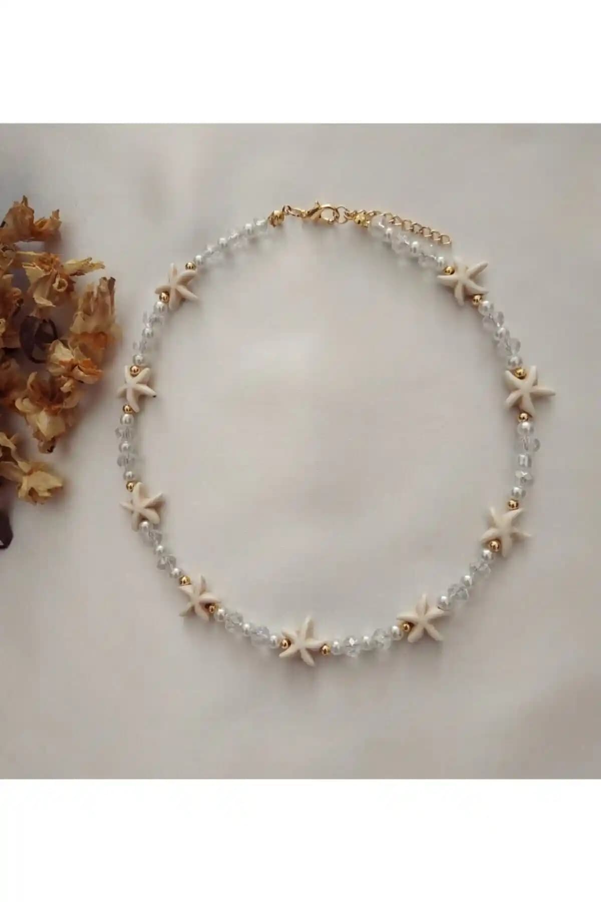 Fata Morgana Doğal Taş Yıldızlı Kristal Boncuk Kolye Estetik ve Şıklık Sunar