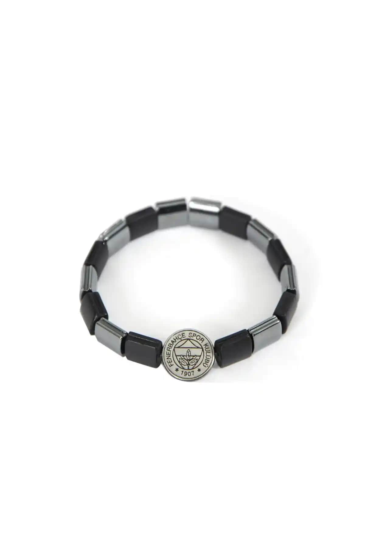 Fenerbahçe Hematit-Mat Onix Kare Doğlataş Bileklik Şık ve Modern Tasarım