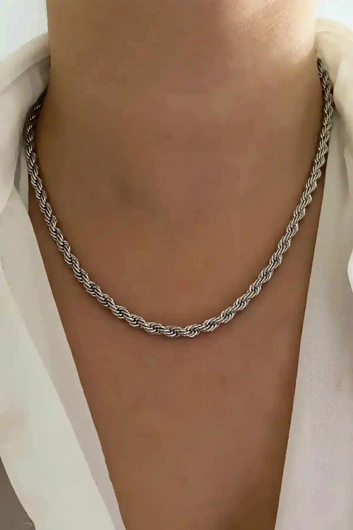 Fullcontrol Unisex Güç Renk Kalın 45 Cm Burgu Zincir Modaya Uygun Dayanıklı Aksesuar