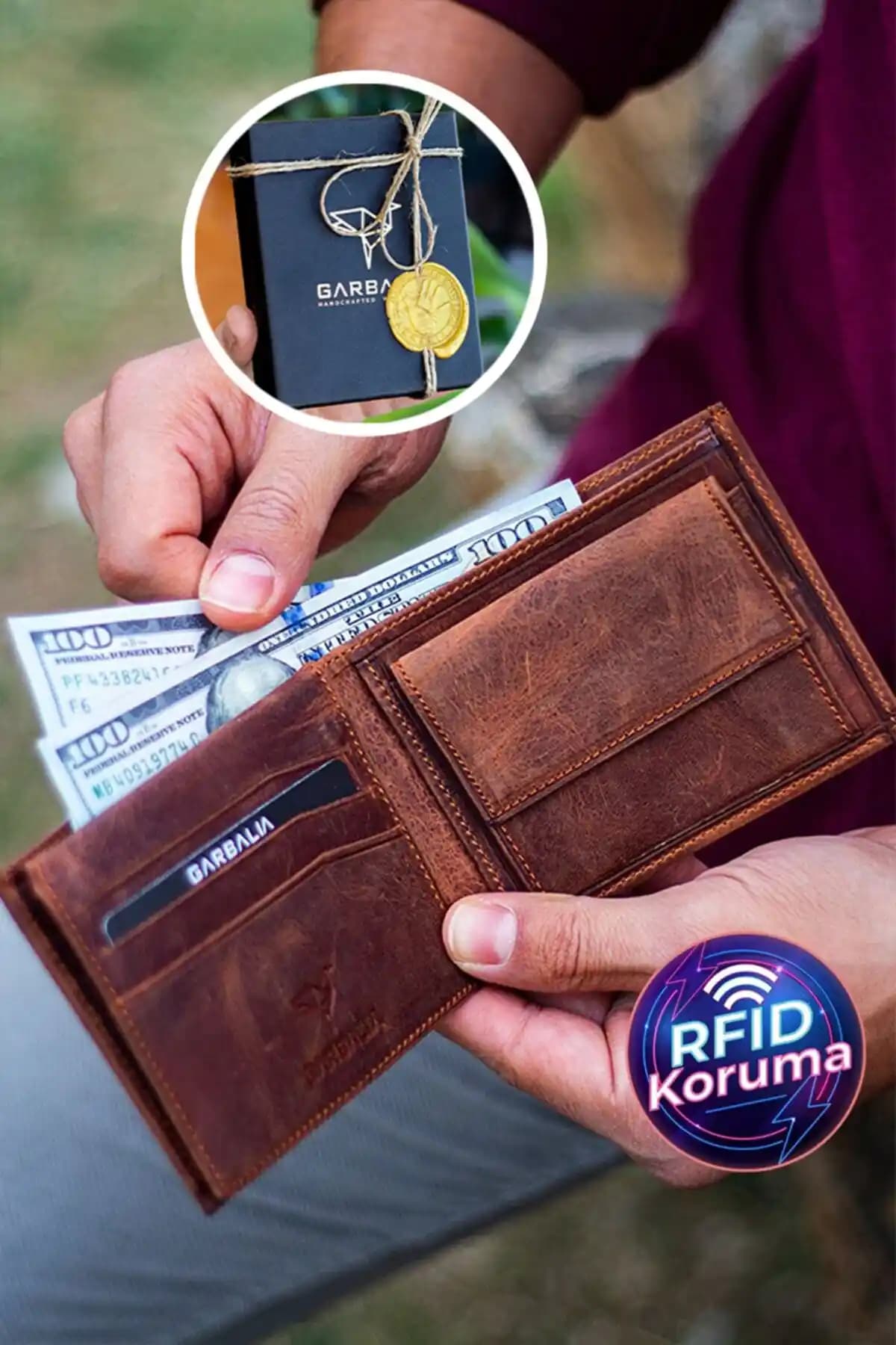 Garbalia Jackson Hakiki Deri RFID Engelleyici Cüzdan Kadınlar İçin Şık ve Güvenli Tasarım