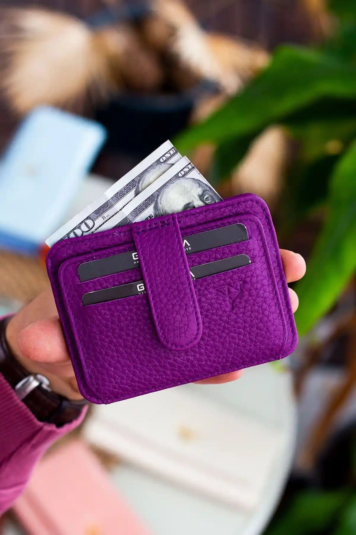 Garbalia STD Shelby Hakiki Deri Mürdüm Unisex Kartlık Cüzdan Şık ve Pratik Tasarım