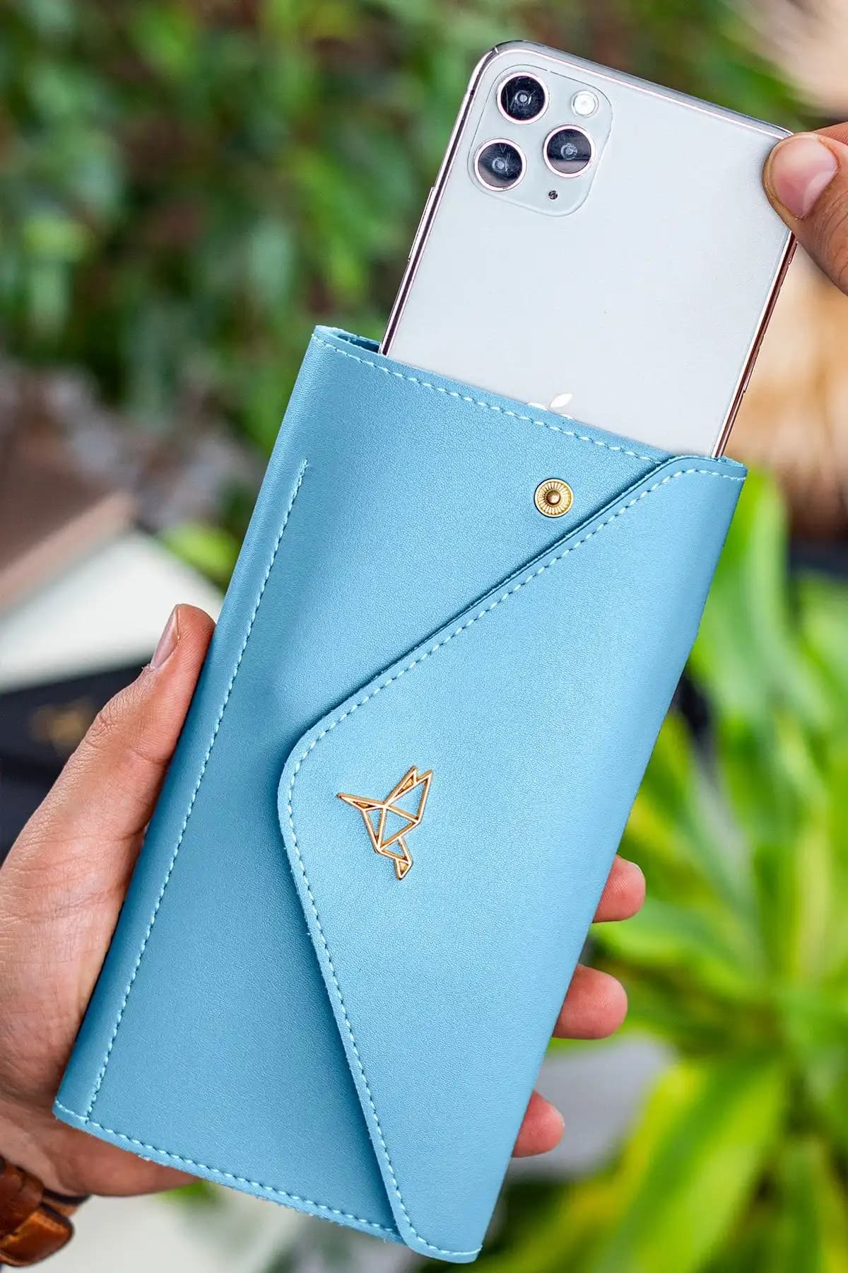 Garbalia Zarf Kadın Cüzdanı Bebe Mavisi Telefon ve Bozuk Para Bölmeli Modeli