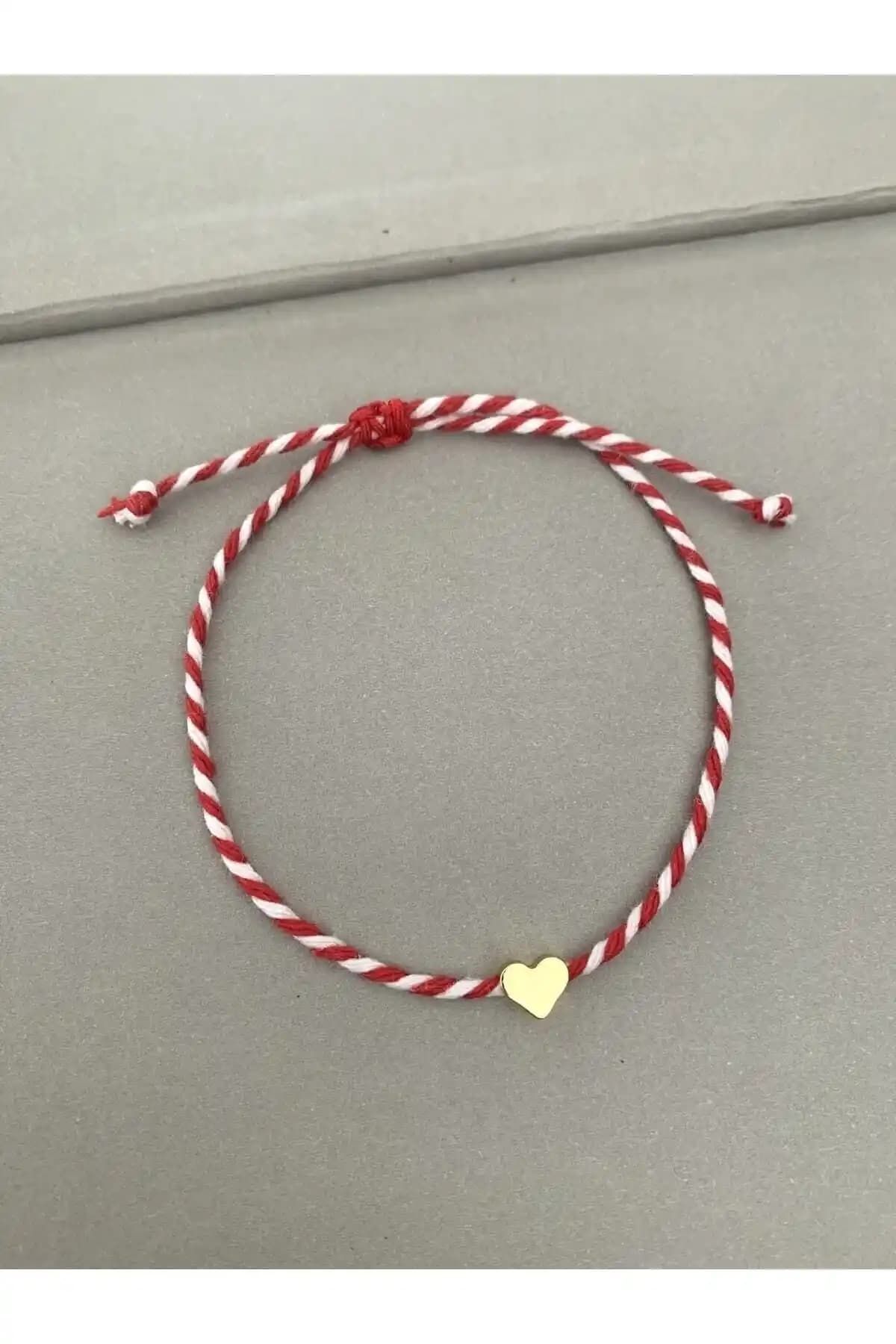 Geleneksel Polonya İlhamlı Kırmızı El Yapımı Kalp Bileklik