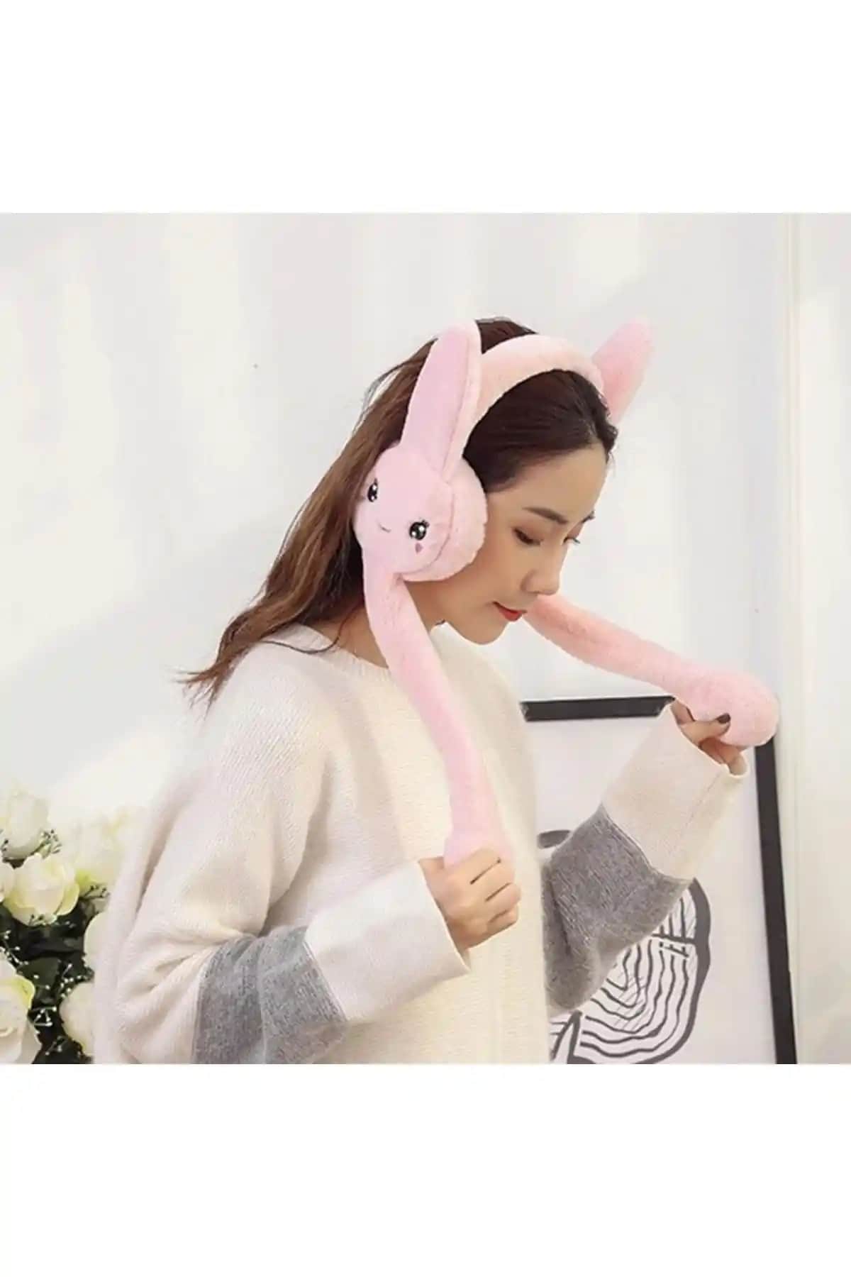 Genel Markalar Peluş Tavşan Kulaklıklı Hareketli Sesli Kulaklık Çocuklar ve Gençler İçin