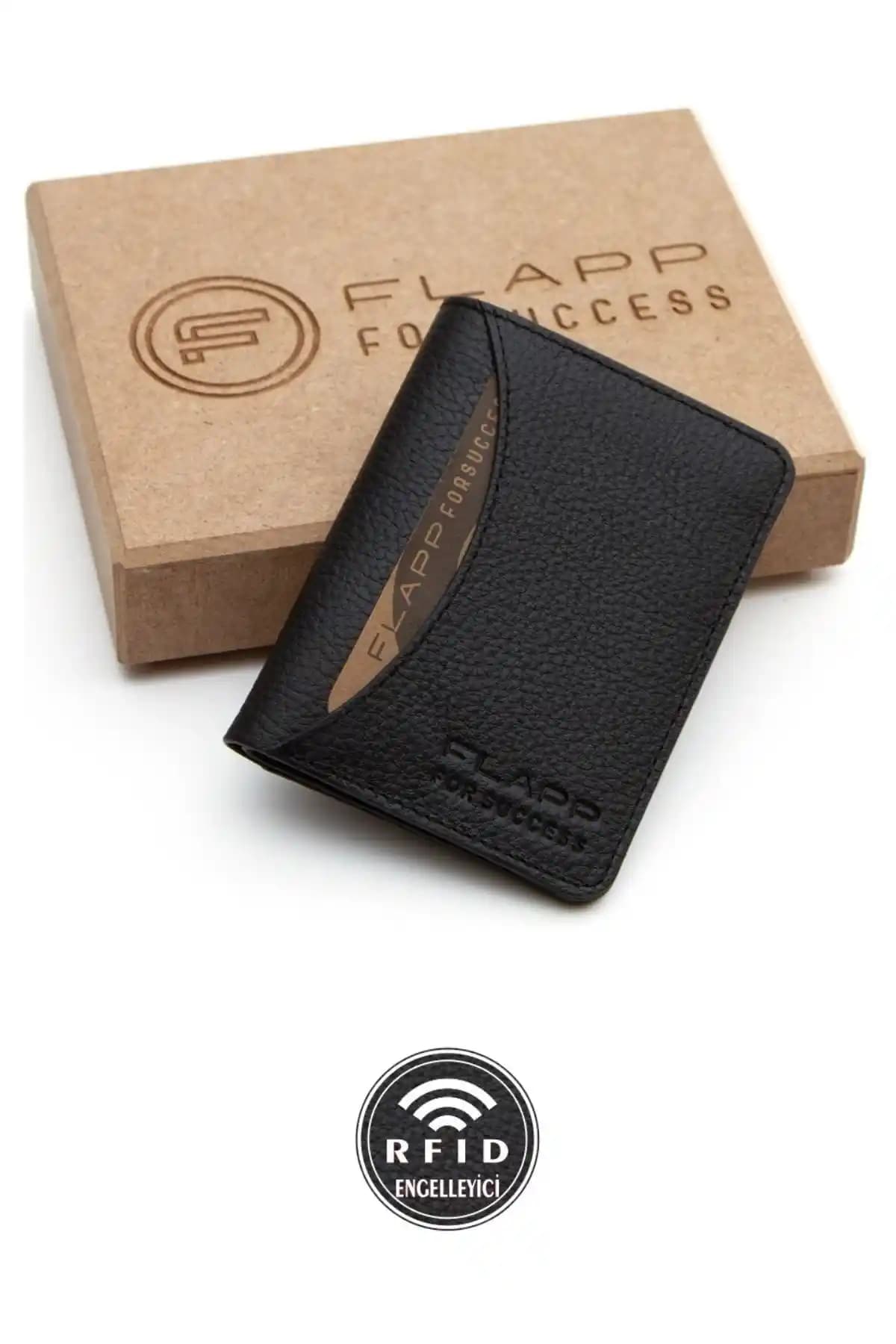 Hakiki Deri Rfıd Koruma Siyah Unisex Cüzdan Modern ve Dayanıklı Tasarım