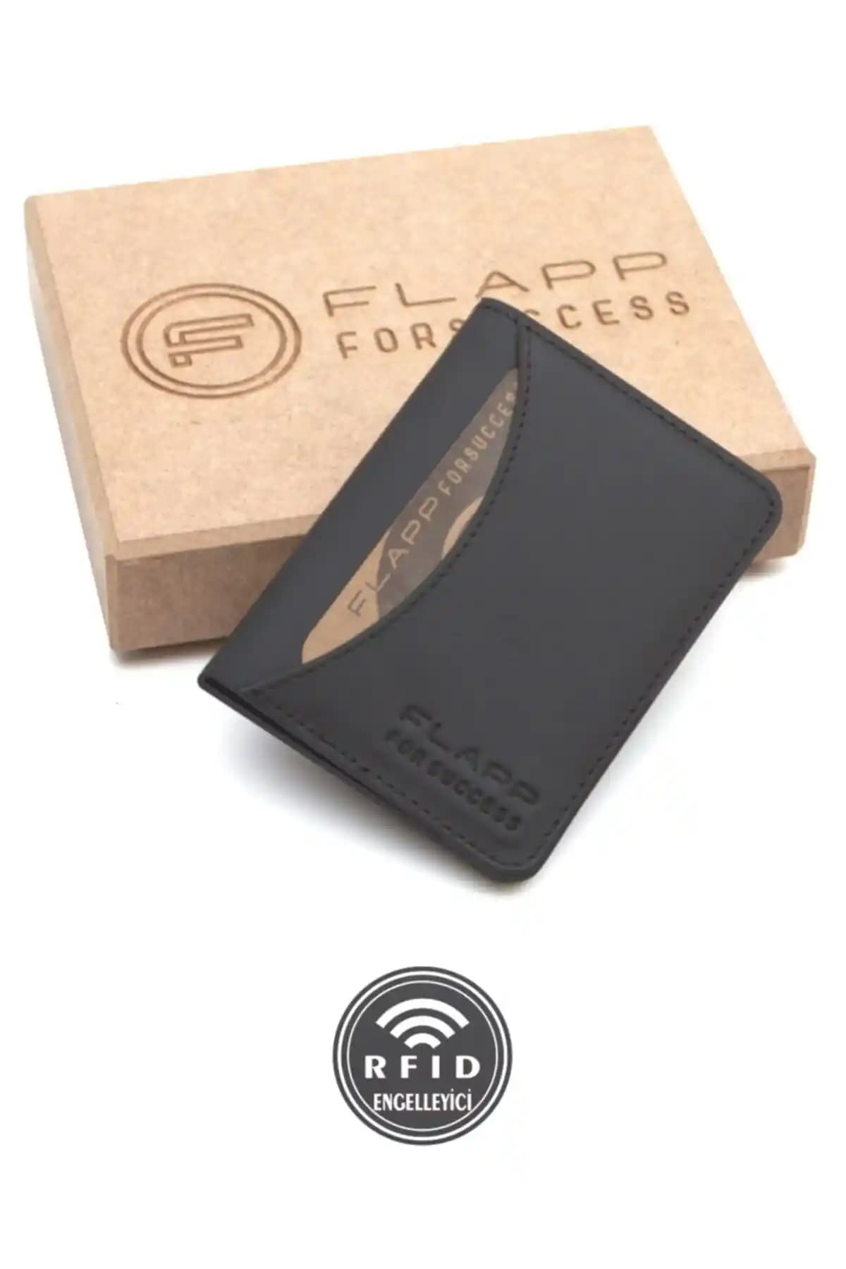 Hakiki Deri RFID Korumalı Siyah Unisex Cüzdan ve Kartlık, Şık ve Güvenli Tasarım