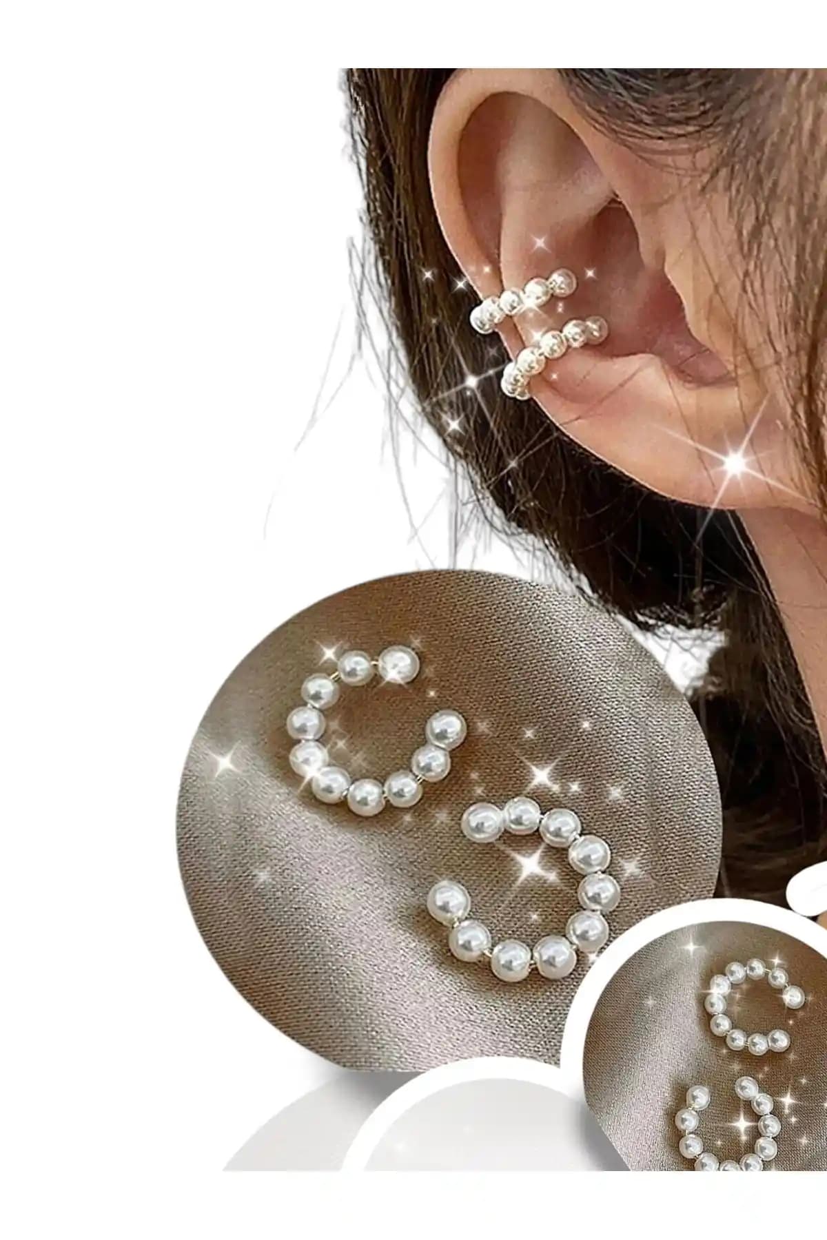 HBTasarım Kadın İnci Kıkırdak Küpe Seti Şık ve Rahat Kullanım İçin Uygun Tasarım