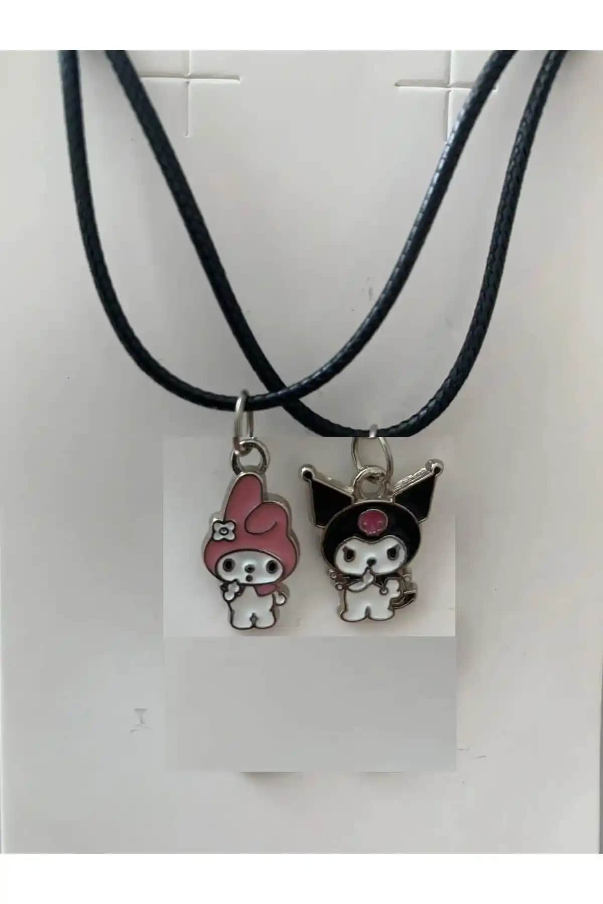 İYİ MODA 2'li My Melody ve Kuromi BFF İpli Kolye Seti Sevimli Takı Tasarımı