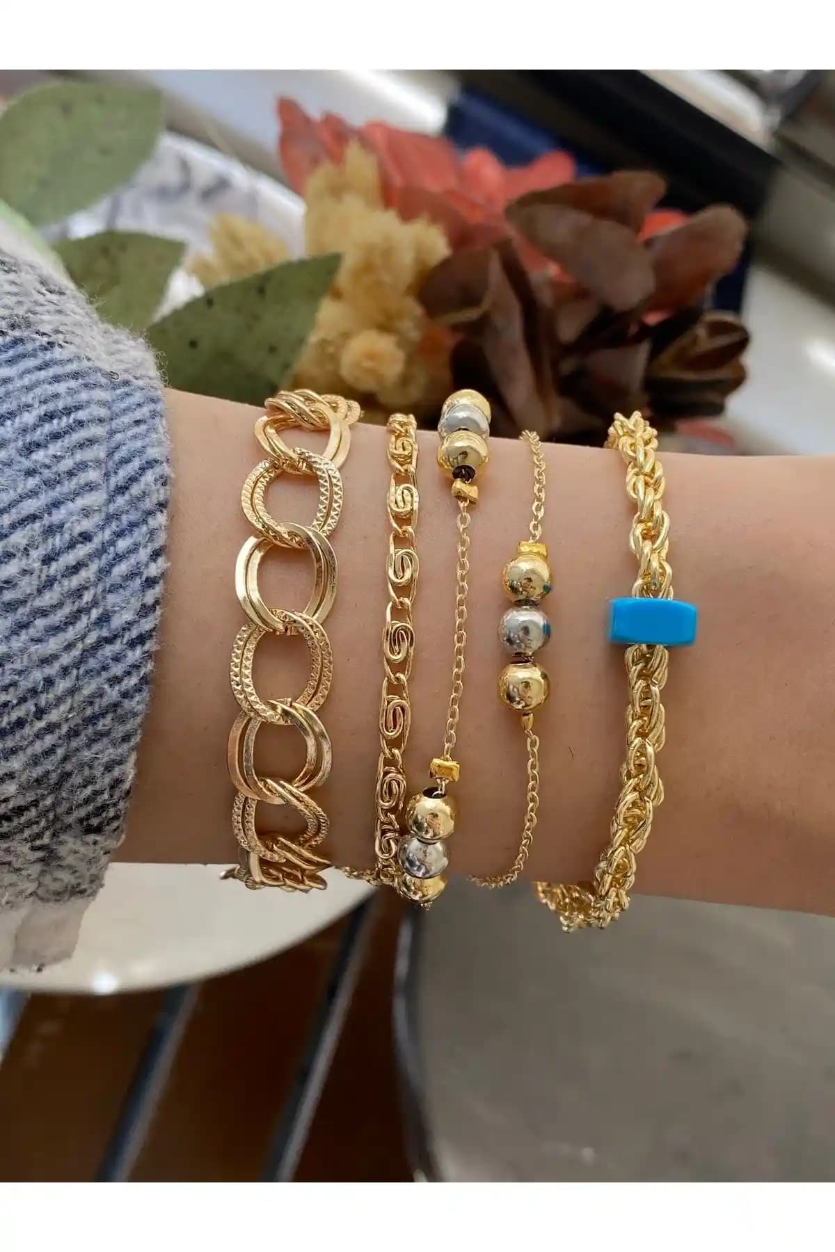 Jenny Daphne Kadın Bileklik Seti 4'lü Kombin, Şık ve Dayanıklı Takı Seçeneği