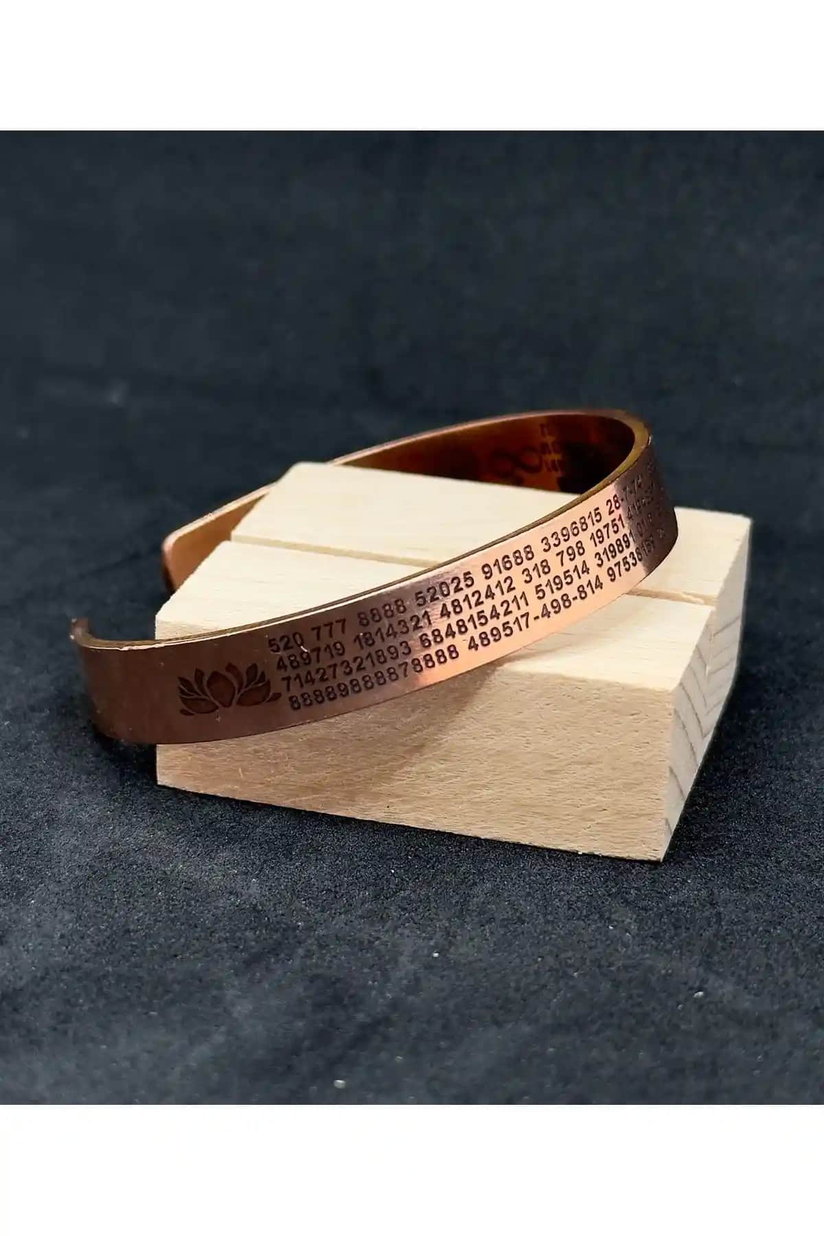 Kadim Sayılar ve Sonsuzluk Sembollü Bakır Şans Bilekliği