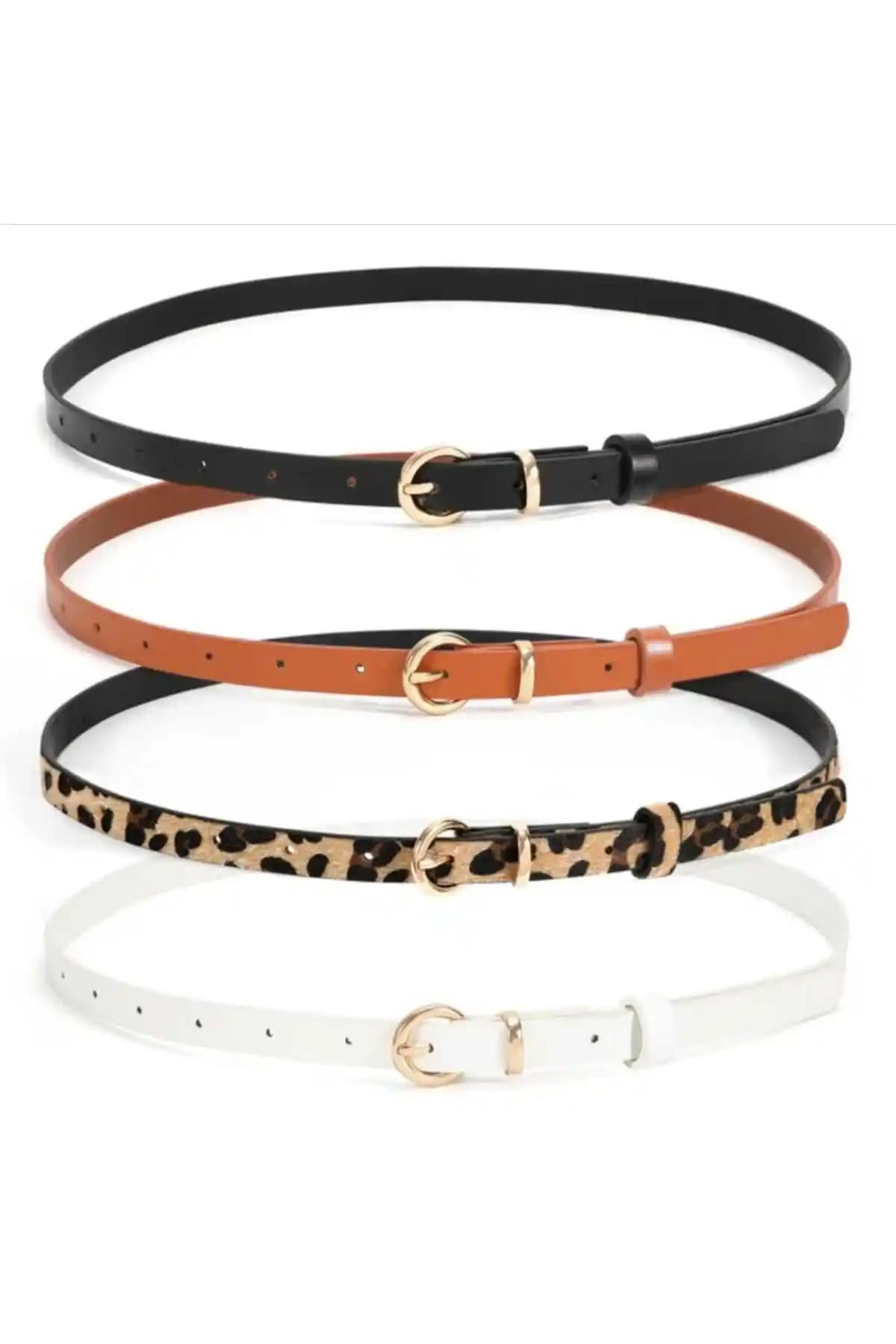 Kadınlar İçin Gold Tokalı 4'lü Kemer Seti Şıklık ve Fonksiyonellik Sunar