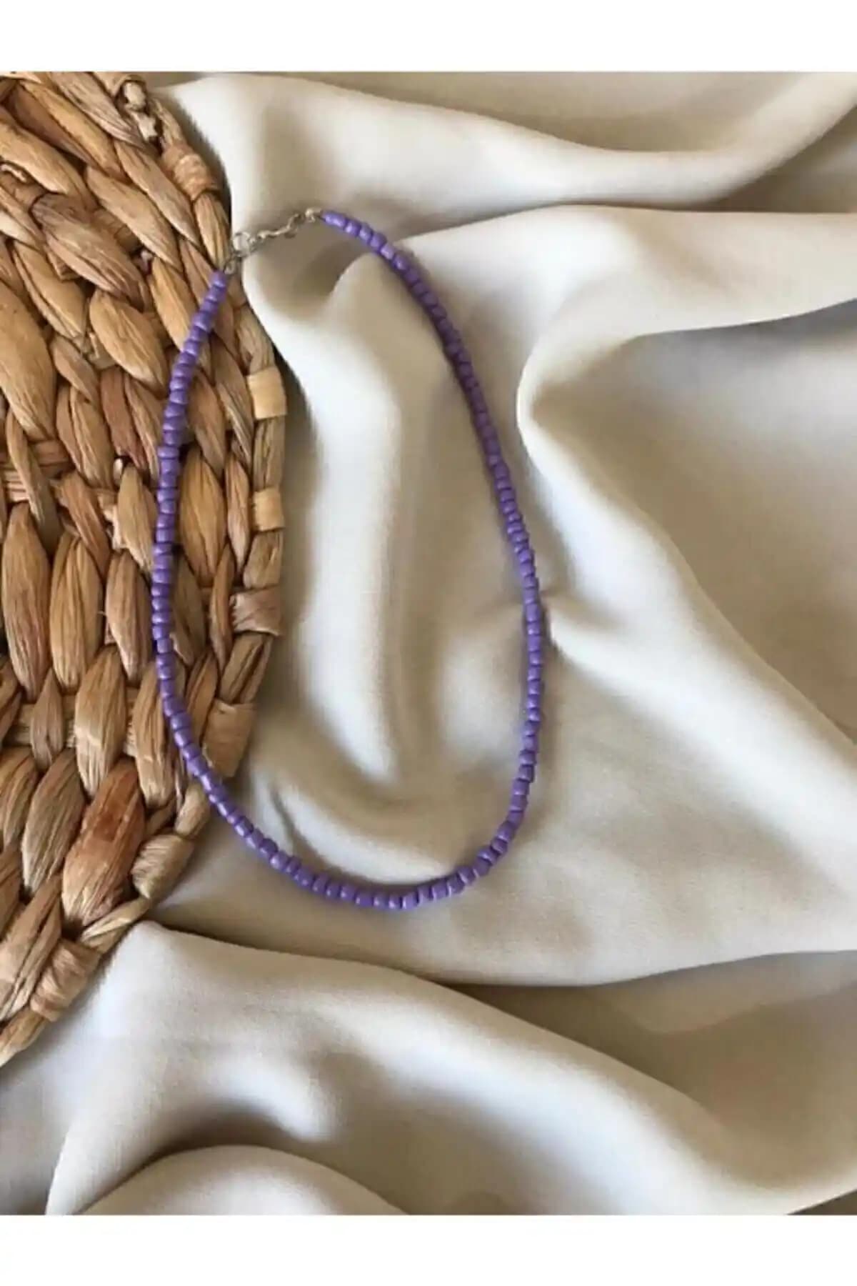 Kadınlar için Lila Renk Boncuk Kolye Zarif ve Dayanıklı Tasarım Özellikleri