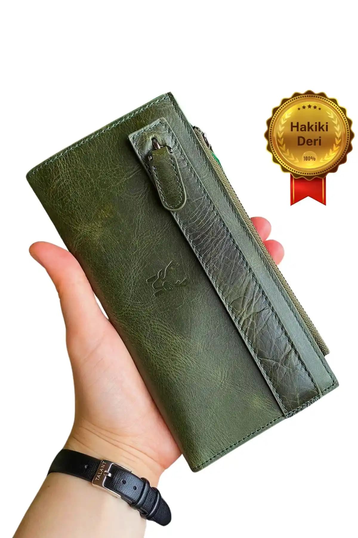 Modica Mannu Elite Serisi Uzun Hakiki Deri Yeşil Cüzdan Şıklık ve İşlevsellik Bir Arada