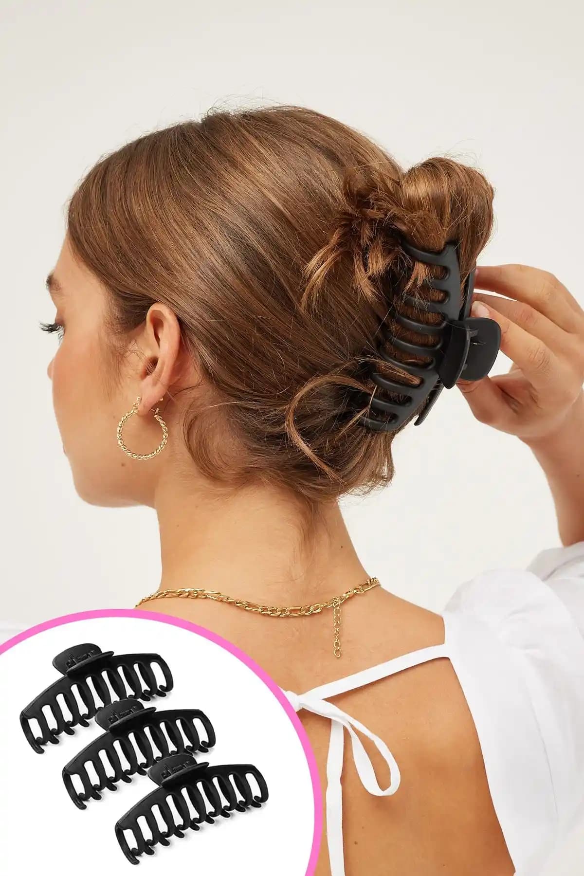 Monalisa 3’lü Siyah Büyük Boy Kaydırmaz Mandal Toka Seti – Güçlü ve Şık Saç Tutucu