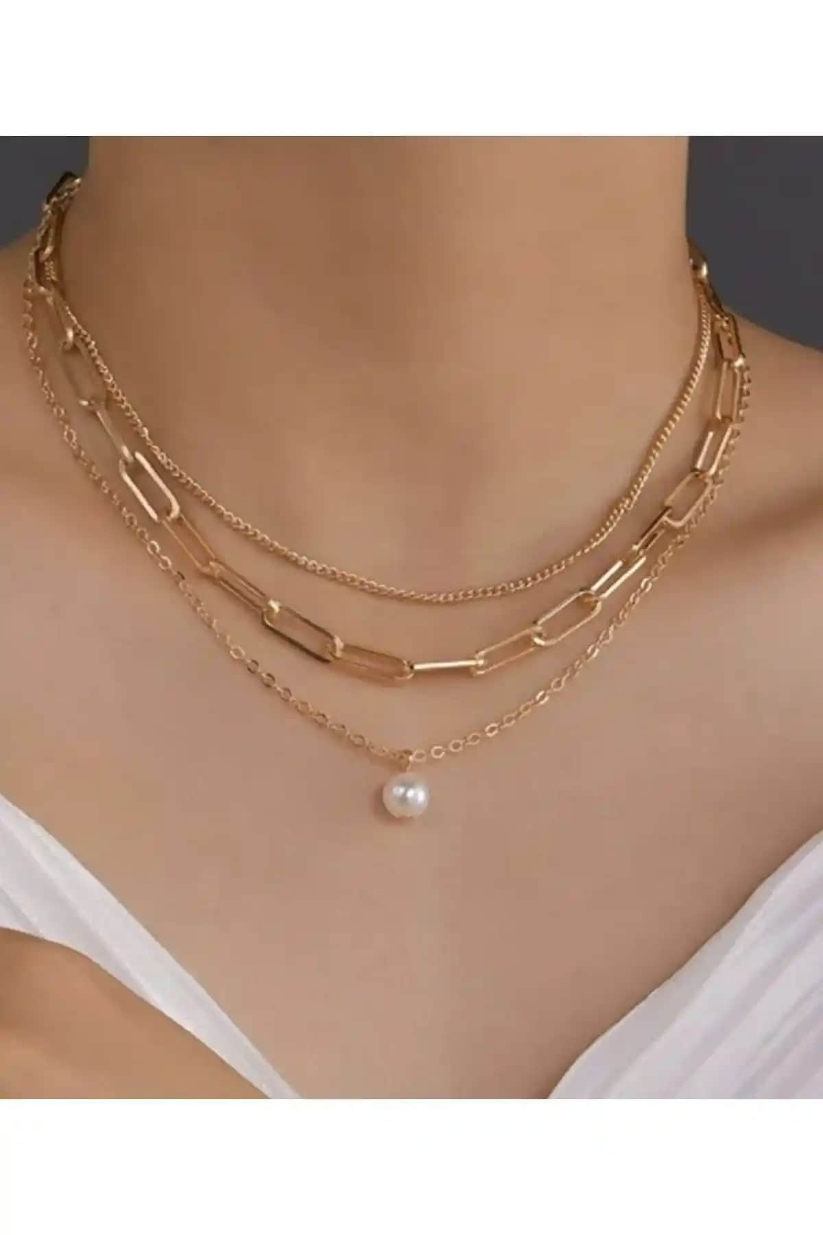 Monalisa Kadın 3'lü Altın Kolye Seti: Zarif ve Modern Takı Seçenekleri