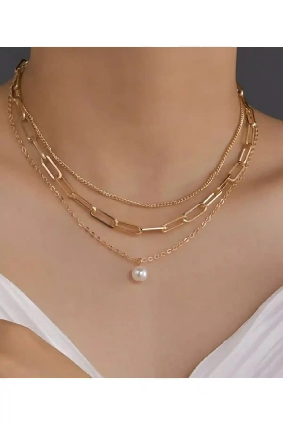 Monalisa Kadın 3'lü Altın Kolye Seti: Zarif ve Modern Takı Seçenekleri