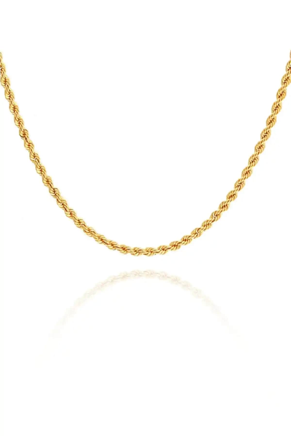 MOOM MÜCEVHERAT Kadın 14 Ayar Altın Halat Zincir Kolye Şıklık ve Dayanıklılığıyla Öne Çıkar