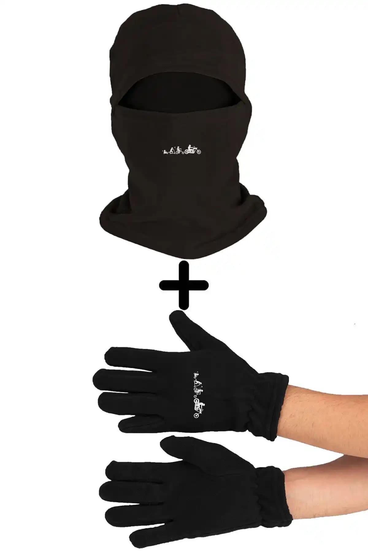 Motor Sporlarına Uygun Polar Kar Maskesi ve Uzun Eldiven Seti Şık ve Dayanıklı Tasarım