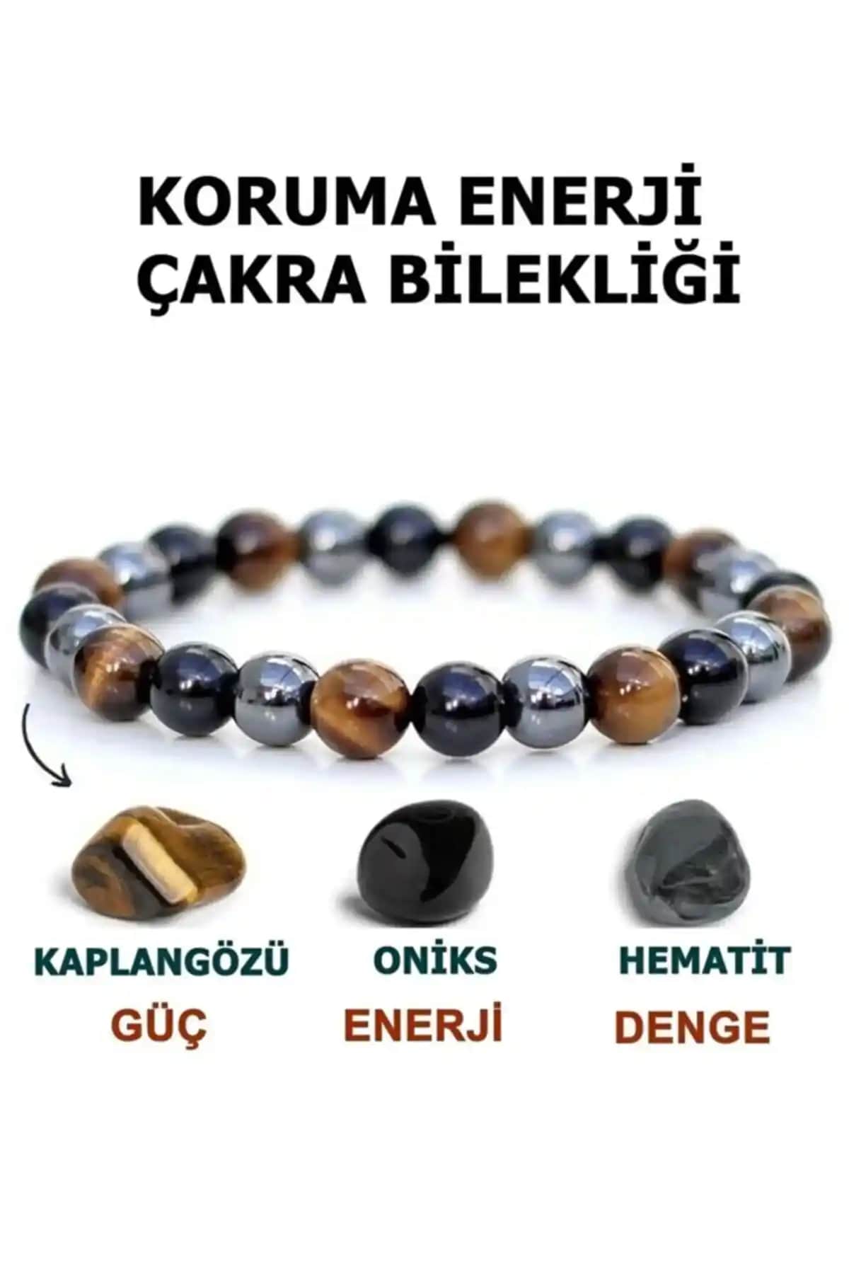 Mystic Energy Doğal Taş Koruma Enerji Çakra Bilekliği Şıklık ve Denge Sağlar