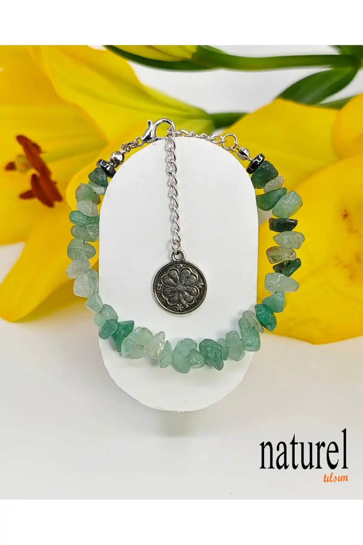 Naturel Aventurin Kırık Doğal Taş Lady Bileklik Şans ve Bereket Sembolü